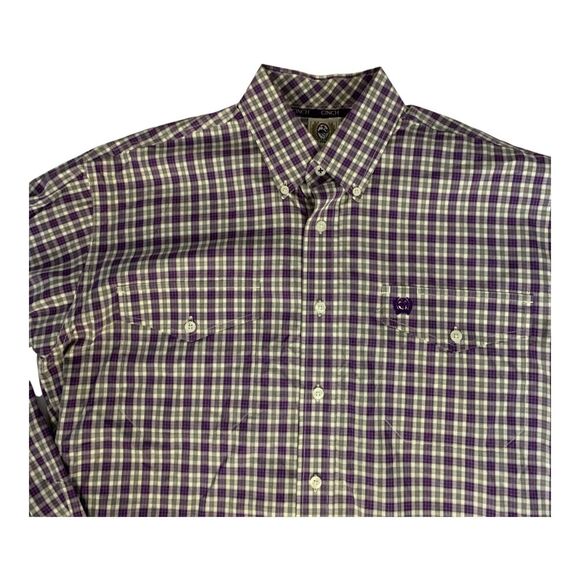 Cinch Shirt Mens Medium Purple White Plaid Button Down Cowboy Western Rodeo - Picture 3 of 16